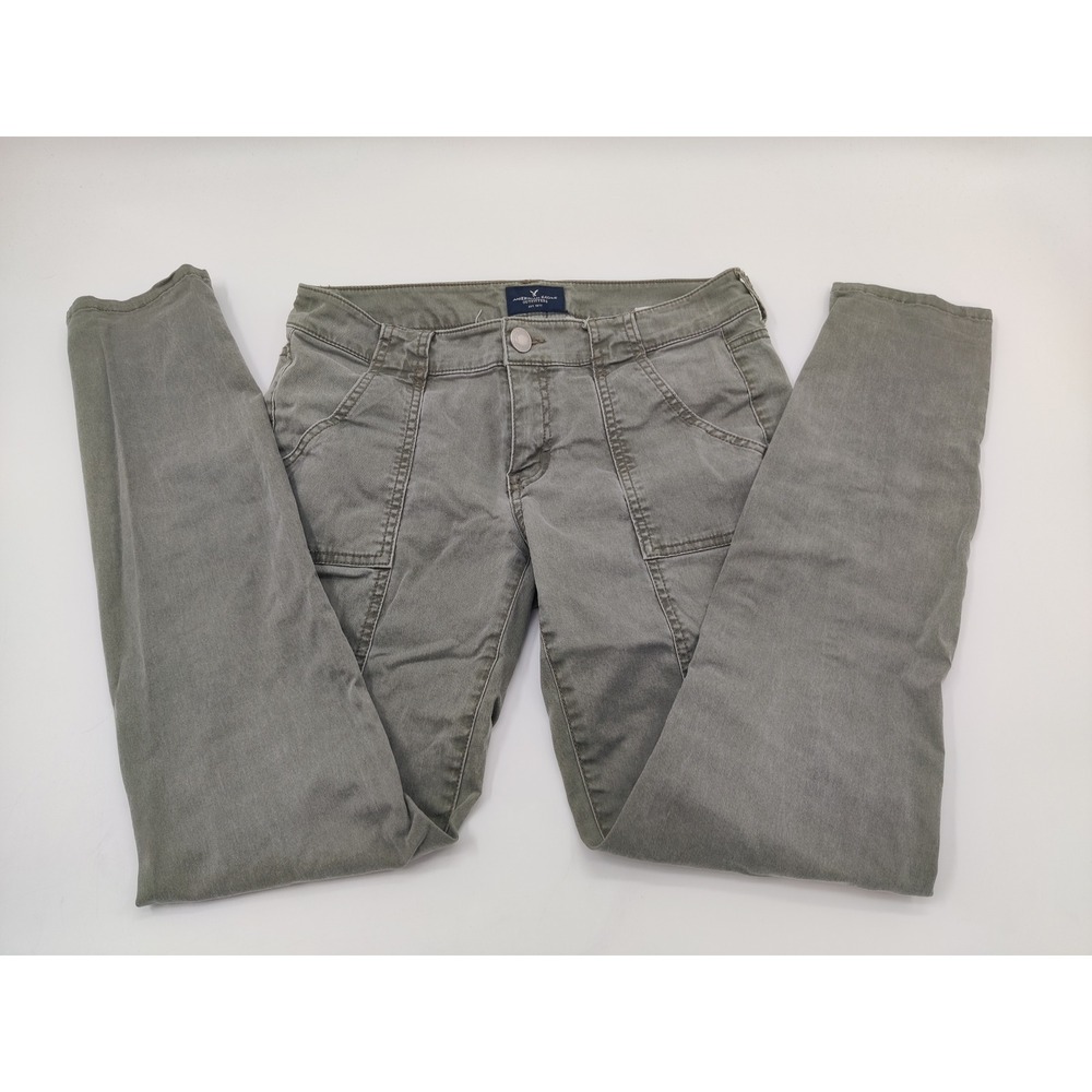 American Eagle Skinny Utility Pants Womens 4 Olive Green Stretch Lowβ Rise Cargo